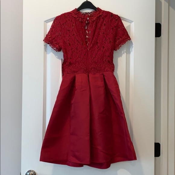 Little Mistress red dress with lace top, Sz SP - Picture 3 of 9
